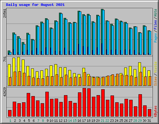 Daily usage for August 2021