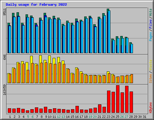 Daily usage for February 2022