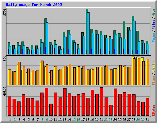 Daily usage for March 2025