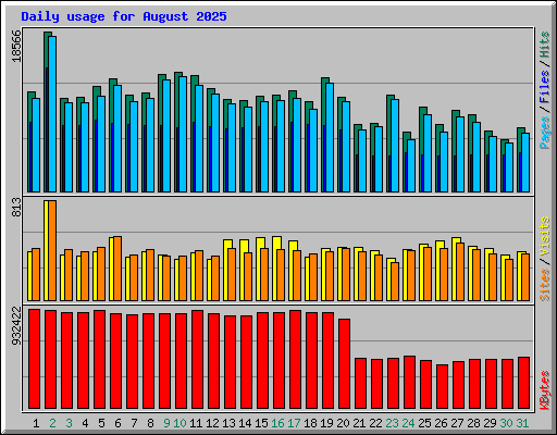 Daily usage for August 2025
